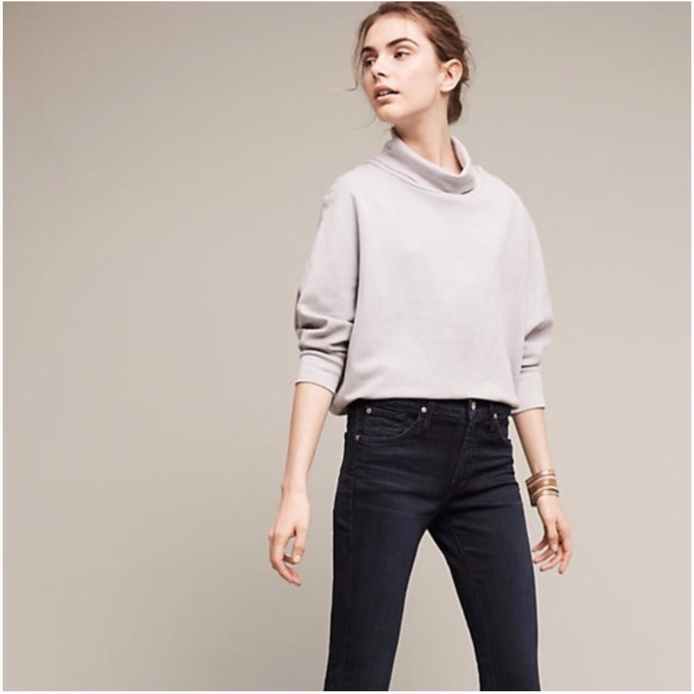 Anthropologie grey turtleneck sweater